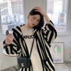 Strickjacke pullover weibliche 2022 casual frauen top Koreanische langarm chic design streifen mit kapuze pullover weiblichen mantel tops