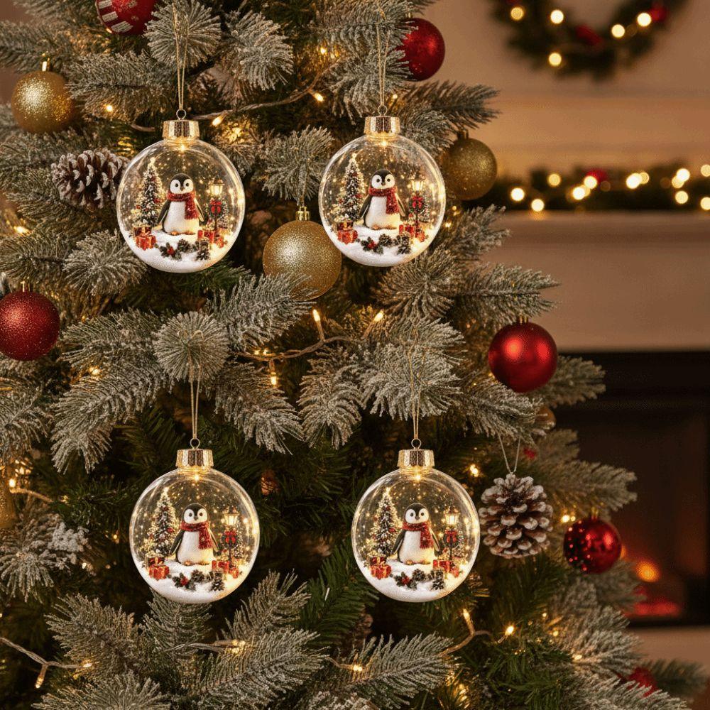 Transparent Light-Up Christmas Ball Ornament Acrylic LED Christmas Tree Globe Decor Party Supplies