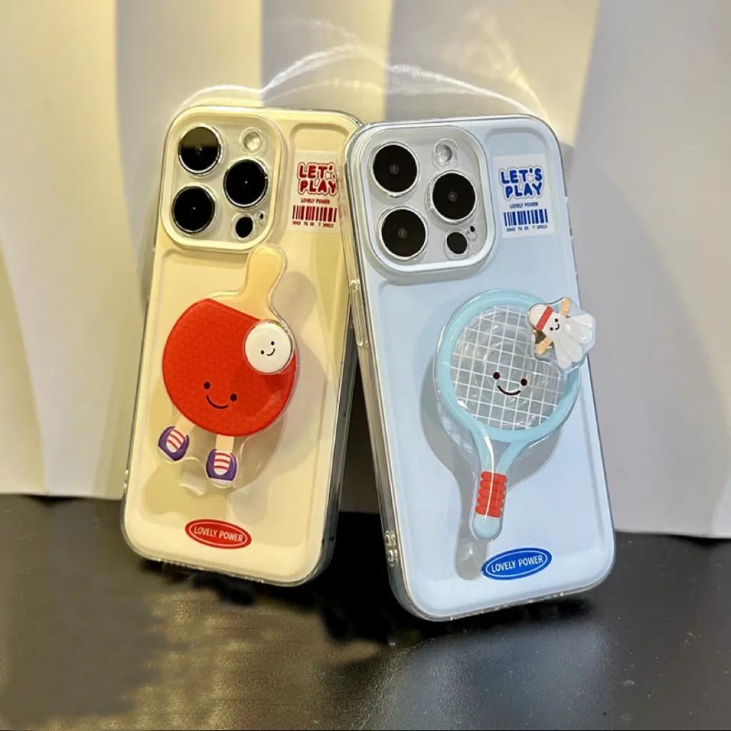 Feather Table Tennis Racket Stand Suitable for IPhone16 15 Protective Case Apple 14 Mobile Phone Case 13 New Model 12 Women