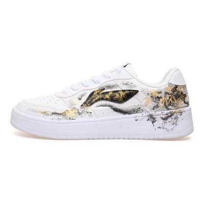 Li Ning Slip Resistant Cushioning Abrasion Resistant Low Top Skateboard Shoes Unisex White Black Gold AGCS419-1(Team303-)