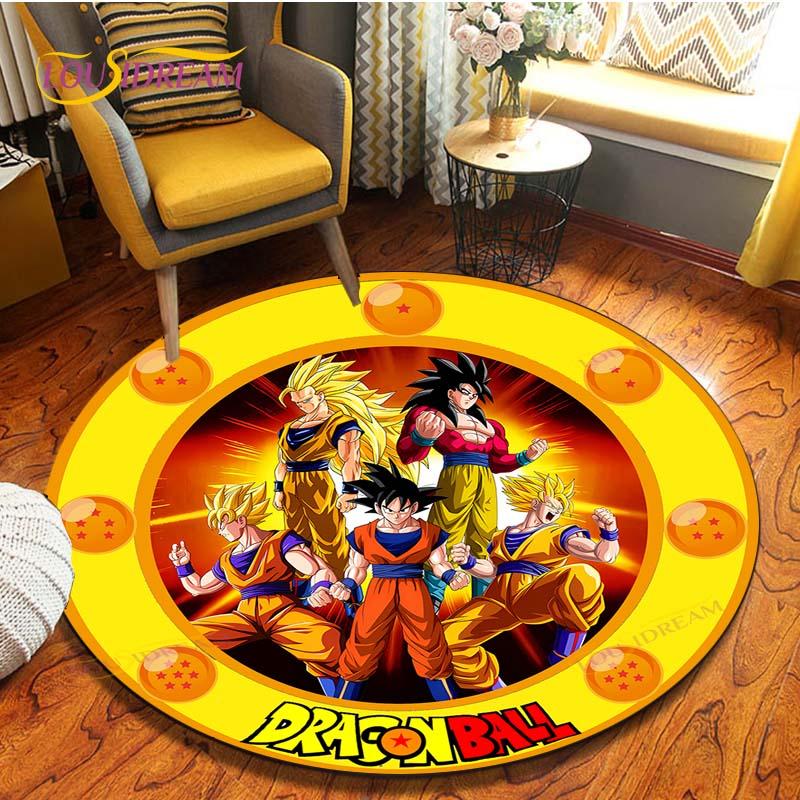 Anime Dragon Ball Goku Round Carpet  Living Room Non-slip Chair 3d Carpet Home Decor Tapis Salon Rugs Mats