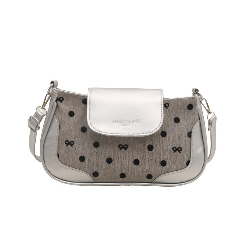

Dot Pu Modern Pattern Mini Crossbody Bag With Interior Pocket For Wear Daily серебряный