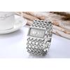 Men Women Diamond-bordered Mesh Iron Chain Steel Belt Quartz Watch Wristwatch