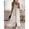 Women's Lace Maxi Dress Long Sleeve V Neck Boho Ruffle Elegant White Long Dress