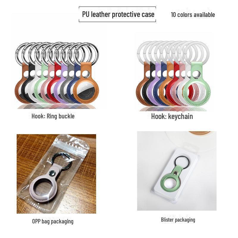 Apple AirTag Pet Tracker Protective Case with PU Leather and Finger Ring Buckle for Elderly - Anti-Lost Device