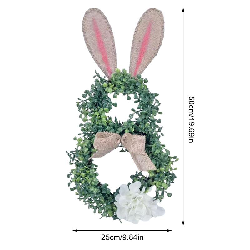 

Весенний пасхальный кролик венок из ротанга передняя дверь пасхальное украшение милый кролик стиль зеленые листья венок