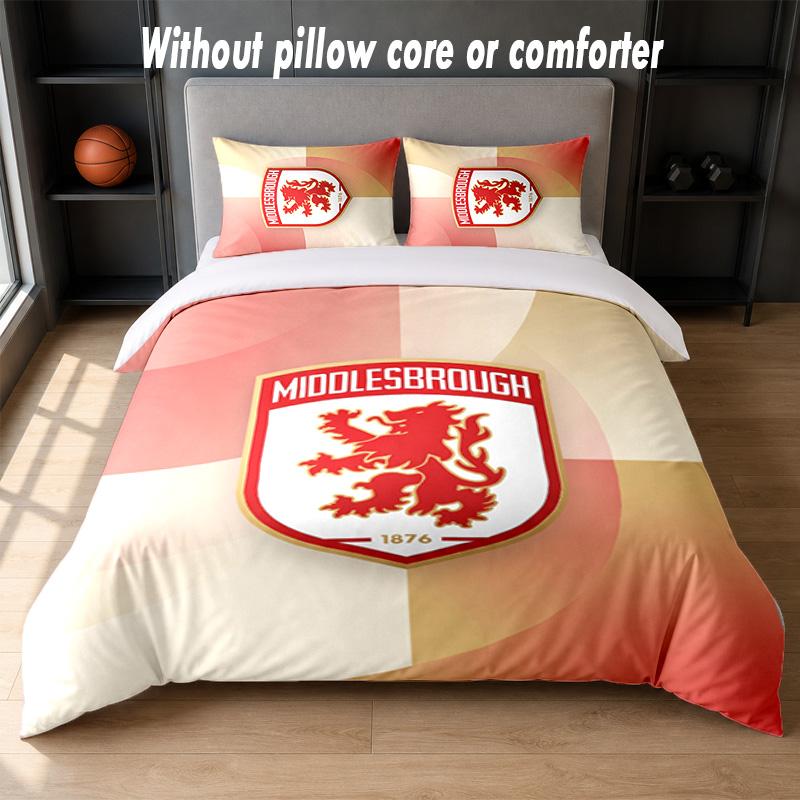 Set Biancheria da Letto Design Middlesbrough FC 1 Copripiumino + 2 Federe Morbido Traspirante Biancheria da Letto per la Casa