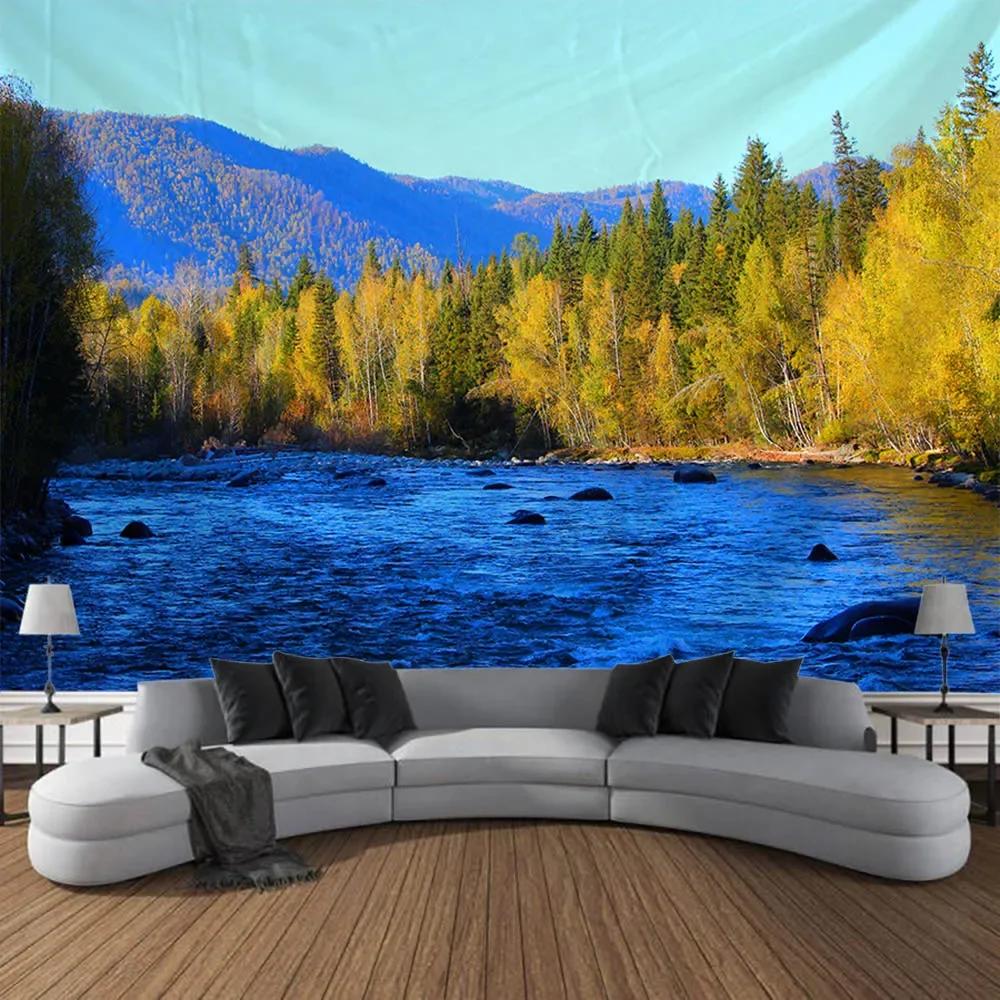 Mystischer Wald Wandteppich Tropischer Regenwald Landschaft Wandbehang Tuch Böhmischer Stil Wandmalerei Wohnzimmer Schlafzimmer Dekoration