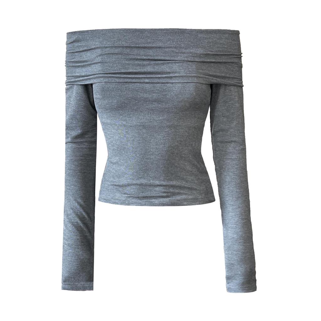 Luxi Pure Desire Hot Girl Off-Shoulder Slim-Fit Langarm-T-Shirt