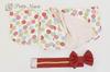 [Petite Marie] 13 MDD Compatible, Stylish Small Chrysanthemum Chirimen Mini-Length Kimono, White with Red Obi, 40cm Doll, BJD Doll Clothes [Petite