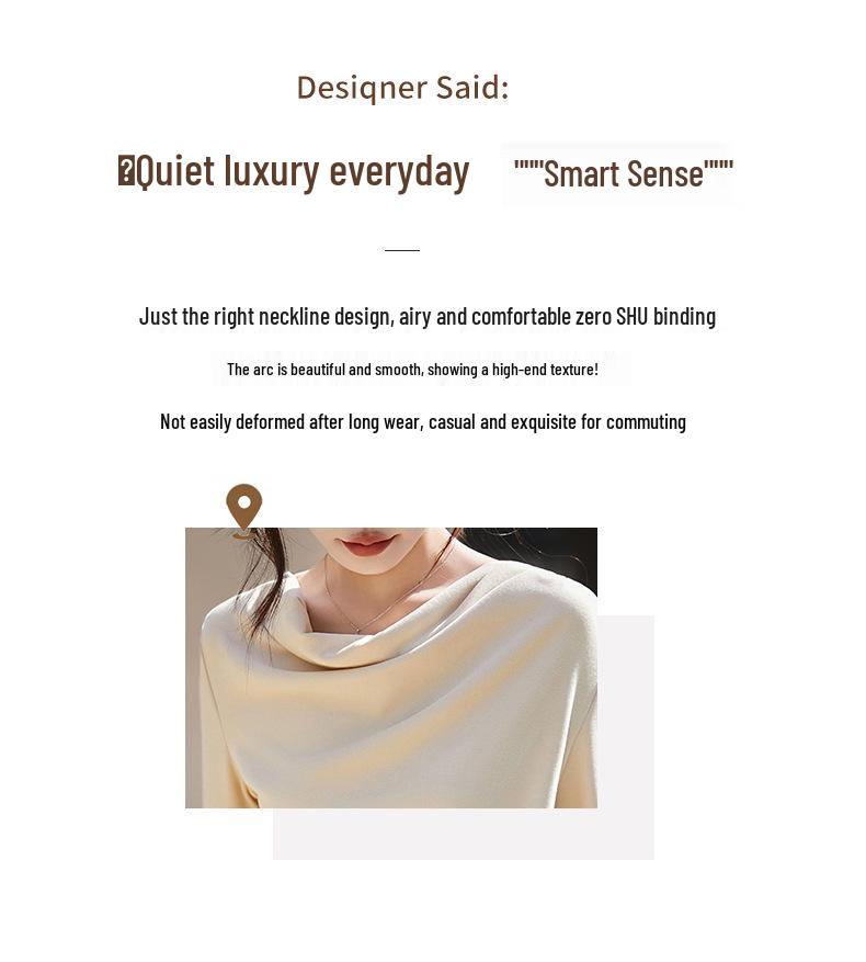 Double-Sided Velvet Scoop Neck Pleat Base Layer Women's Sweater - Autumn/Winter 2025 New Style Knitwear
