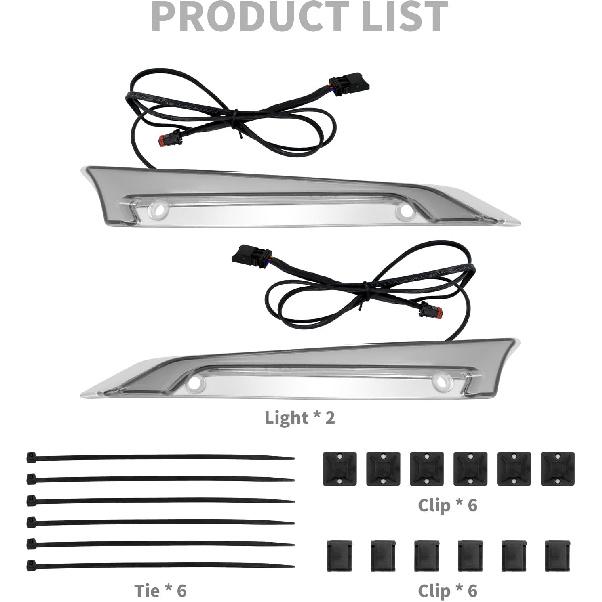 Windshield Side Trim LED Light Turn Signal Running Lamp Fit for Road Glide FLTRX FLTRXS FLTRK FLTRU FLTRXSE FLTRUSE 2015–2024 Chrome Front Fairing