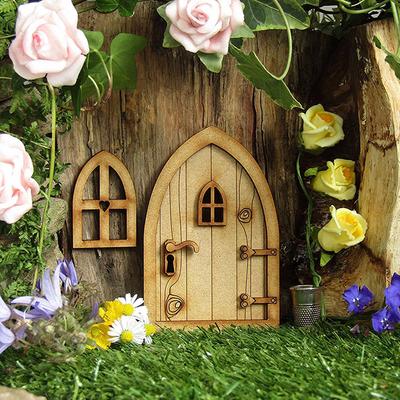 Ornament Vintage Decoration Dollhouse Garden Micro Landscape Wooden Craft Miniature Fairy Elf Door