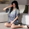 Premium Pajamas Women's Summer Ice Silk Short Sleeves Fat Mm Ice and Snow Silk Simulation Silk Suit New Chinese National Style