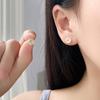 Round Cat Eye Stone Stud Earrings with Gold Tone Frame Minimalist Design Lightweight Comfortable Fit for Daily Wear and Special Occasions