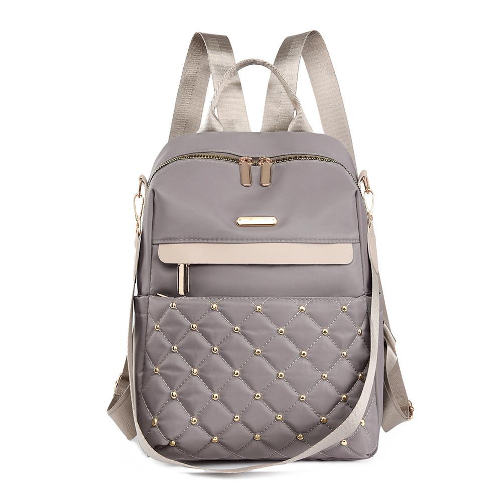 Fashion Solid Color Golden Bead Decoration Women Casual Backpack For Daily Use