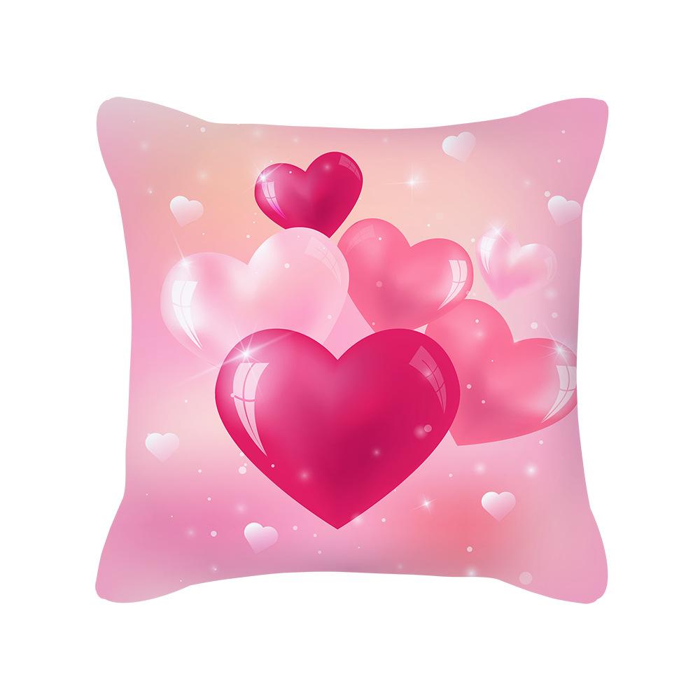 Peach Skin Pillowcase Valentine's Day Pillowcase Pink Heart-shaped Pillow Romantic Series Home Decoration Sofa Cushion Cover