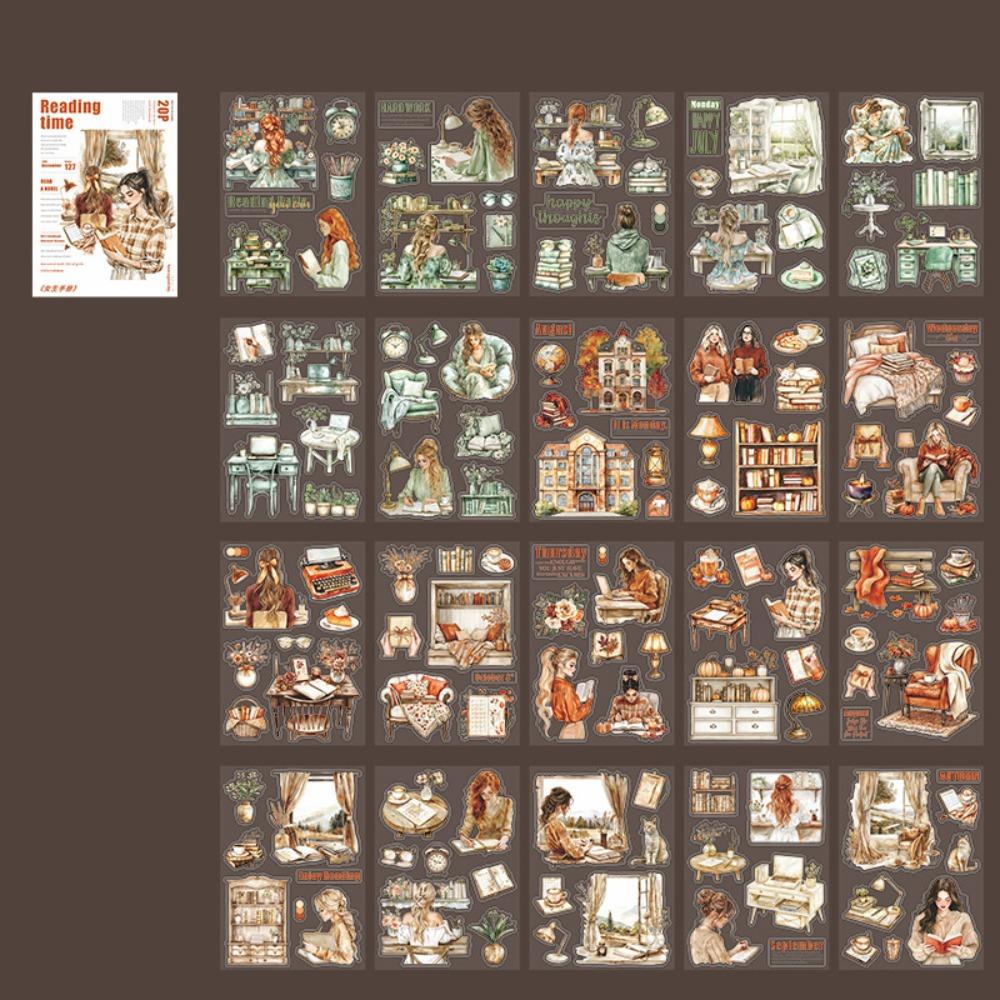 20 Sheets Girls Life Theme Stickers DIY Collage Decorative PET Girls Handbook Have a Good Day Durable Sticker Book