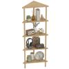 Bamboo Storage Shelf, 5-tier Corner Shelf, Freestanding Shelving Unit for Living Room, Home Office, Natural Wood Finish