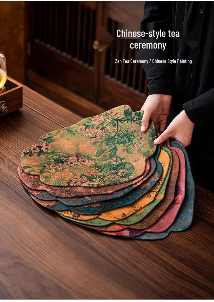 Xiangyunsha Zen-Style Waterproof Double-Sided Tea Mat, High-End Thickened Tablecloth for Dry Brew and Long Tea Tables