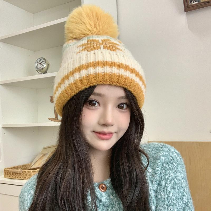 

Knitted hat Fair Island wind autumn and winter cold warm hat retro versatile ear protector hat wool hat snowflake hat
