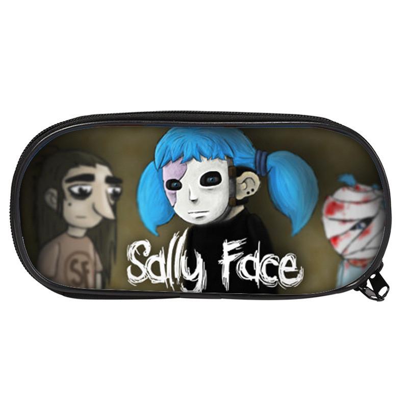 Student Pencil Case With Sally Face Cartoon Print Design Made Of Nylon For School And Office Use