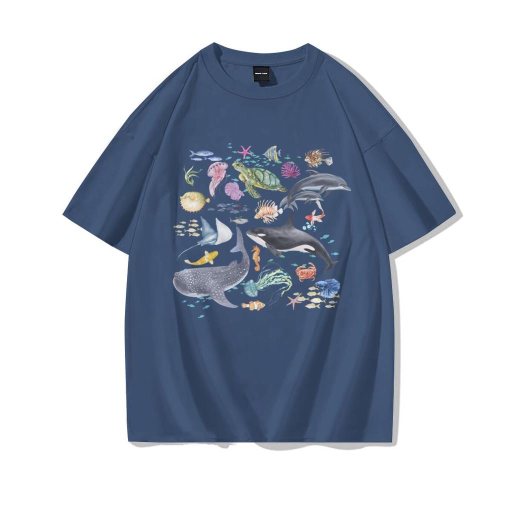 100 Cotton Tshirt For Unisex Ocean Animals Graphic Casual Top Sea Lovers Harajuku Hip Hop T Shirt New Fashion Girls Clothing