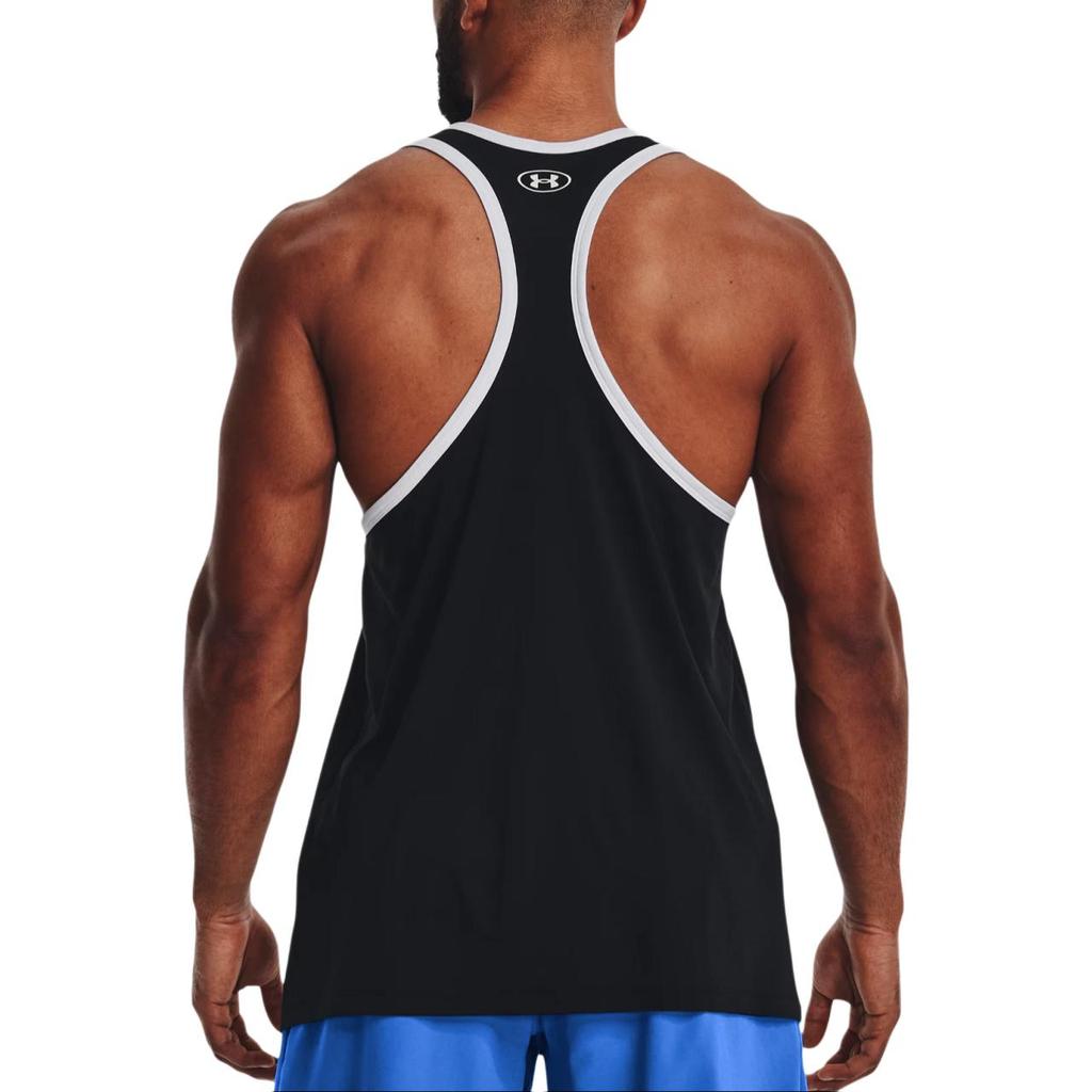 Under Armour Project Rock Beach Scene Letter Print Tank Top Men Tops Black 1370475-001