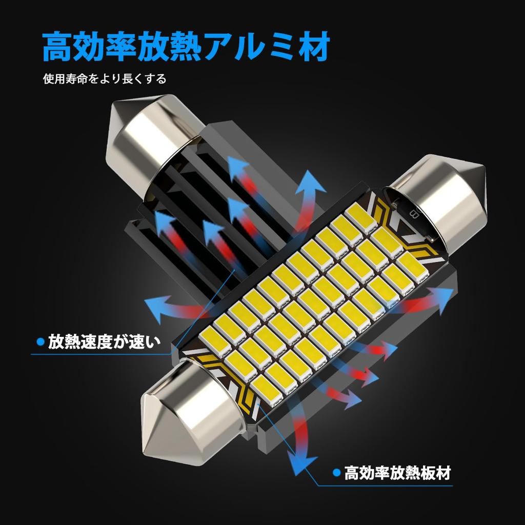[For 12V-24V cars] T10 x 41mm/42mm LED Room Lamp White