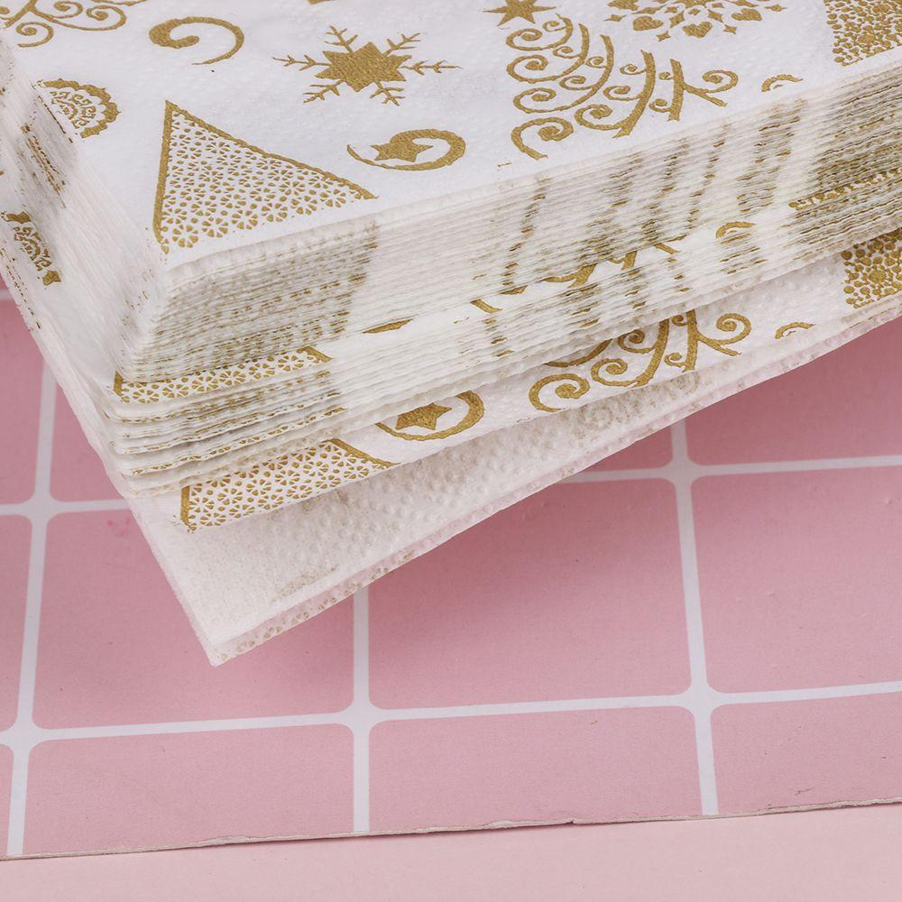 20pcs Home Decorative Santa Claus Cute Christmas Decoration Towel Printing Paper Napkin Serviette