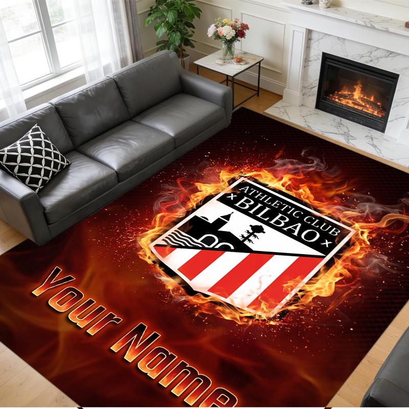 Crystal Velvet Rug Custom Name Text, Soft Non Slip Floor Mat Home DecorAthletic Bilbao FC