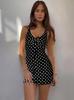 European and American 2026 summer women's sexy suspender strap polka dot slim slim slim hip dress
