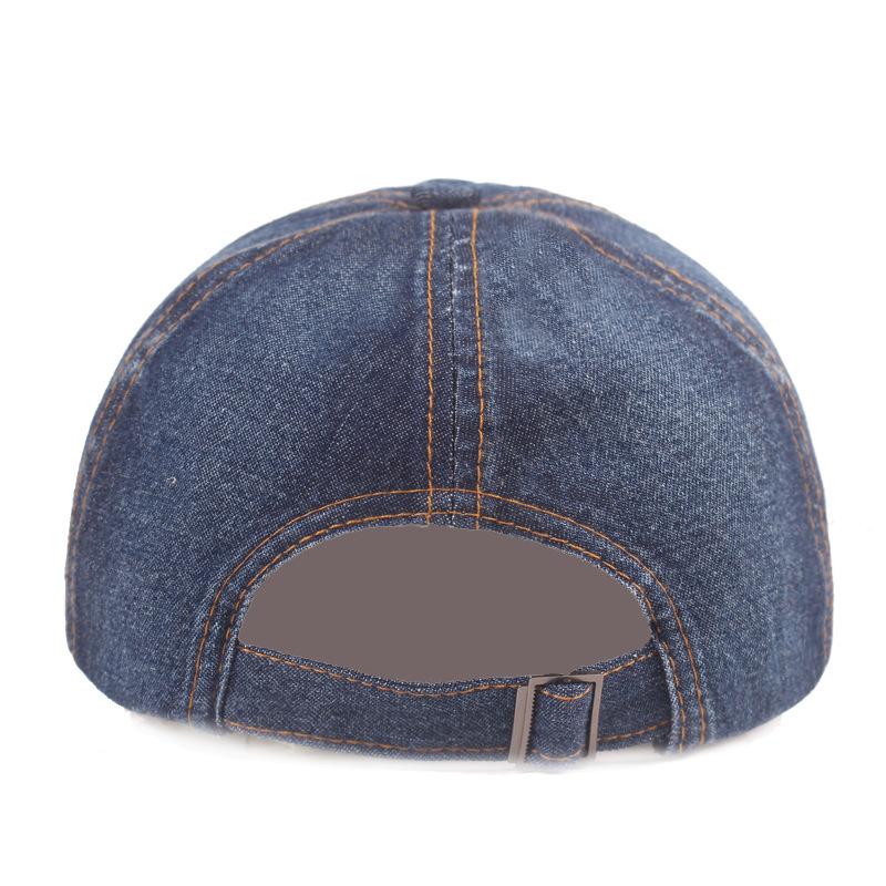 Vintage Denim Baseball Cap with Metal Badge Adjustable Washed Cotton Dad Hat