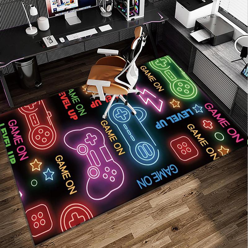 Neon Game Over Kunst Büro Teppich Stuhlunterlage, Spielteppich, Geeignet für Eingangsbereich, Schlafzimmer, Wohnzimmer, Schreibtisch, Weihnachtsgeschenk