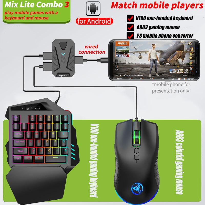 Android Wired Throne One Handed Keyboard And Mouse Set Game Converter PUBG Gun