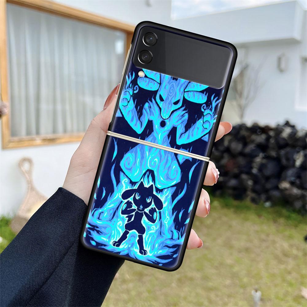 Pokemon Cool Pikachu For Samsung Galaxy Z Flip 3 5G Phone Case ZFlip3 Black Hard Cover Anti-fall Protective Shell Luxury Funda
