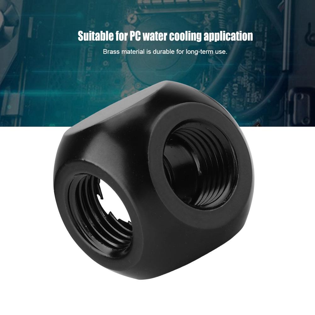 Spherical G1 4 Inner Thread Brass 3 Way PC Water Cooling Tube Connector Fitting Adapter