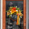 40x45cm Harvest festival decor front door wreath, pumpkin maple leaves Ears of wheat decor wreath, hello fall decor garland