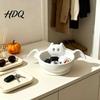 Festive Home Party Decor Halloween Candy Bowl Bat Shape Ceramic Serving Dish Cute Ghost Figurine Bowl Tabletop Decoration for Snacks And Storage