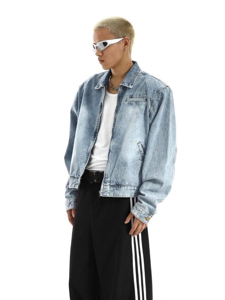 Men's Retro Washed Denim Jacket - High-End, Casual, Loose Fit for Autumn