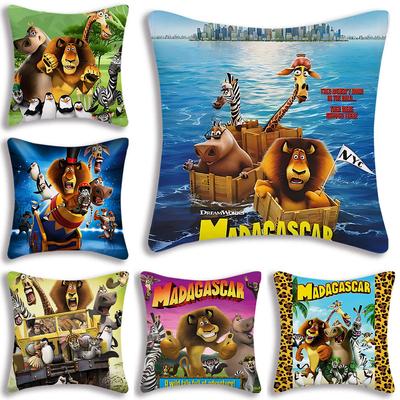 Cartoon Für M-Madagaskar Kissenbezüge Cartoon Sofa Dekoratives Zuhause Zweiseitiger Druck Kurzer Plüsch Niedlicher Kissenbezug