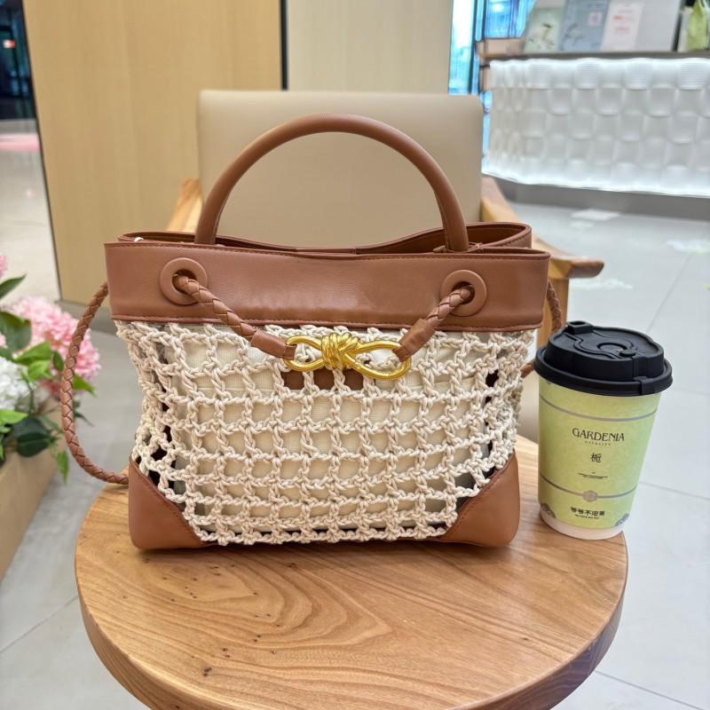 2025 New Cross-border Hollow Straw Woven Bag Niche Design Macaron-color Portable Shoulder Cross-body