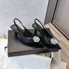 623-8 Xiaoxiangfeng rhinestone camellia pointed head high-heeled single shoes new temperament thin heel thin bag head single shoes women
