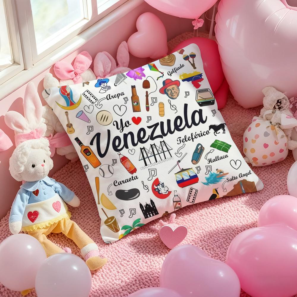 Venezuela Pride Print Pattern Cushion Cover Pattern Printed Pillowcase for Living Room Sofa Cushion Cover & Bedroom Decor