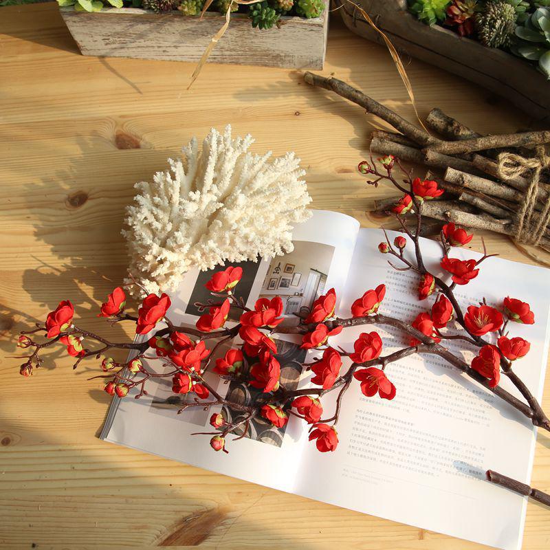 Artificial Peach & Plum Blossom Tree Ornaments – Chinese New Year Decorative Flower Arrangement