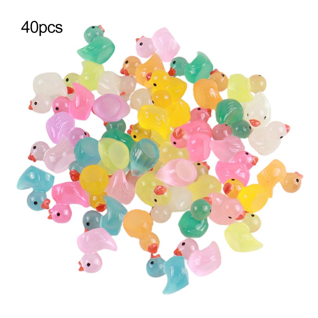 10/20/30/40/50/100Pcs Mini Duck Figurine Resin Luminous Microlandscape Miniature Duck Figurines Fairy Garden Accessories