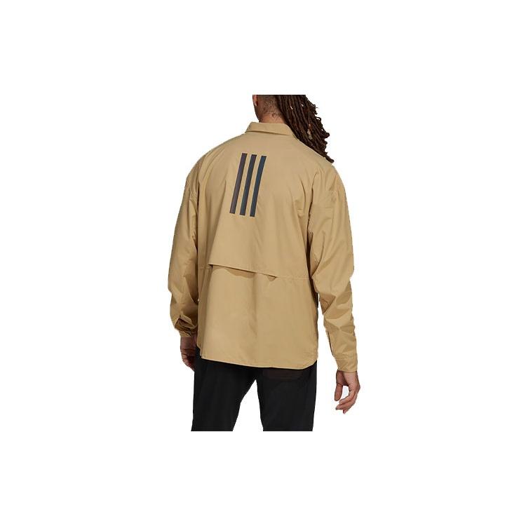 Men's Adidas Terrex C Myshelter W.r Logo Stripe Printing Lapel Jacket Khaki H48571