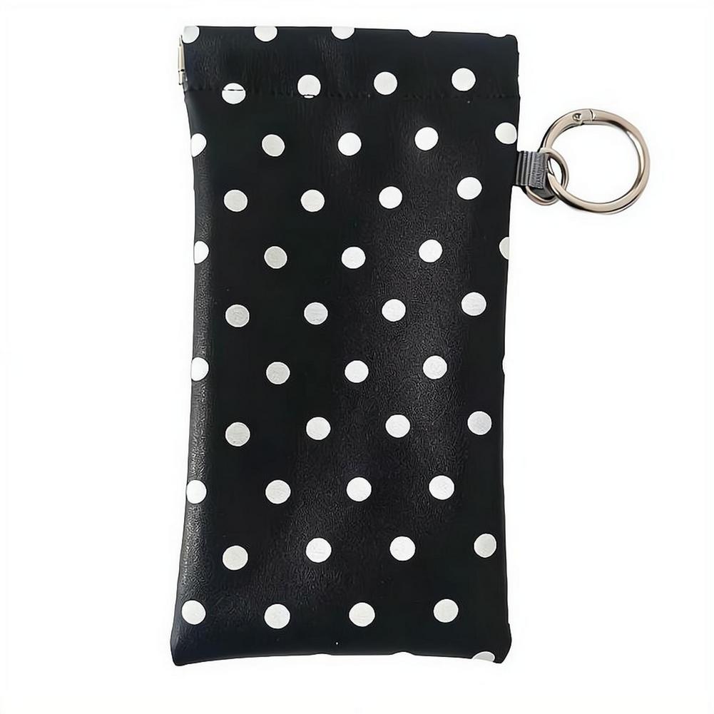 Stylish Polka Dot Eyeglasses Pouch Water-resistant PU Leather Scratch-Resistant Soft Glasses Case Storage Bag for Women Daily