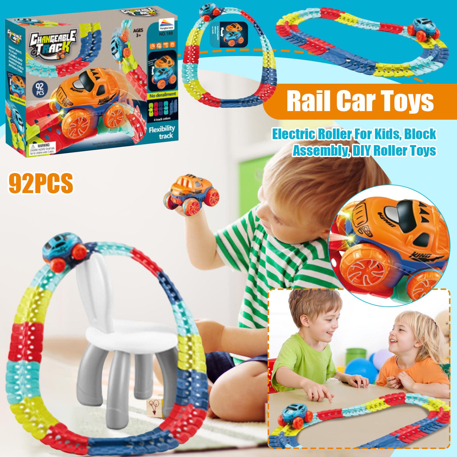 

Rail Car Toys, Electric Roller For Kids, Block Assembly, DIY Roller Toys One Size