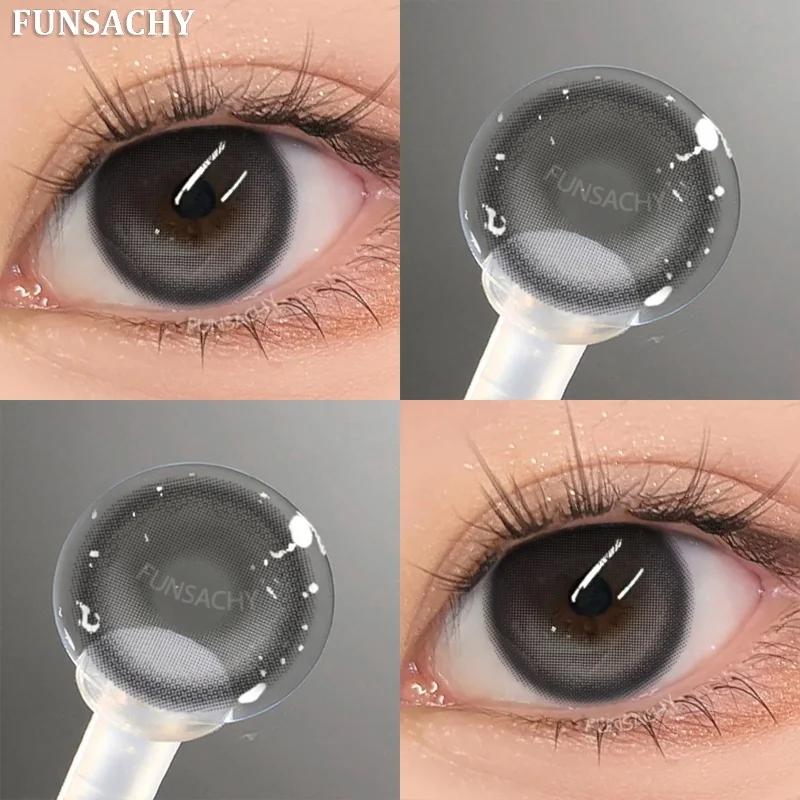 

FUNSACHY 2 шт. Новые цветные контактные линзы для глаз, коричневые, синие, натуральные цветные контактные линзы для ежегодного использования, косметические линзы для глаз